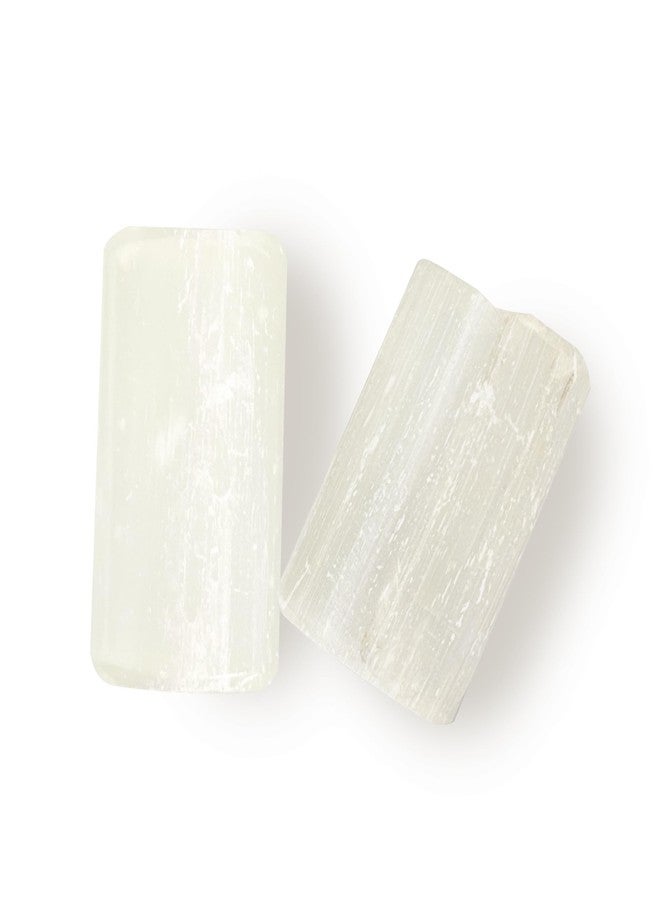 SOLAVA Original Selenite Crystal Tumble - Natural Energised Selenite Stone Tumble to charge a crystal, cleansing of crystal stone, healing, Vastu correction and positivity - 2 Piece - Image 1